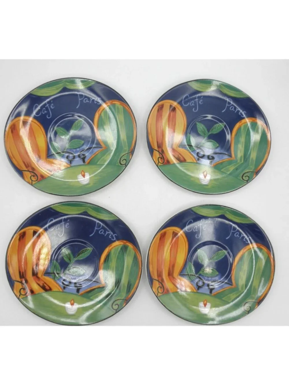 Cafe Paris by Sango Flat Cup & Saucer Set of 4 Pattern Code: SANCAPA